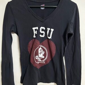 Soffe Women's Black and Maroon FSU Long Sleeve Tee